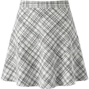 Merona Women 10 A-Line Linen Skirt Black White Crosshatch Plaid Grid Fully Lined